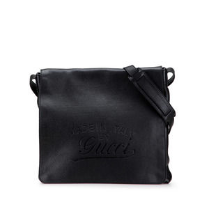 Pre-Loved Gucci Leather Logo Embossed Messenger Bag